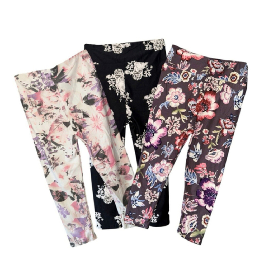 3 Pair Floral Printed Leggings S/M